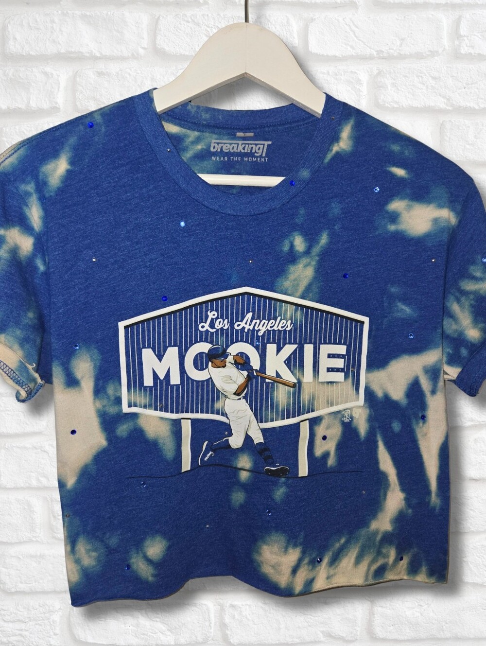 Los Angeles Dodgers Crop Topw/Rhinestones - Picture 2 of 5